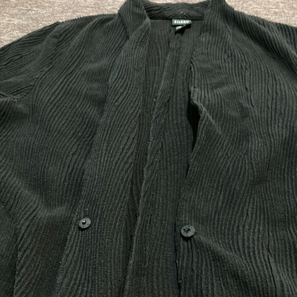 Eileen Fisher Jacket Blazer Women's Small Black Textured Ribbed Made in USA - Picture 3 of 11